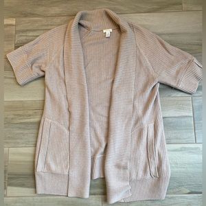 Chico’s tan short sleeve cardigan, Chico’s size 2